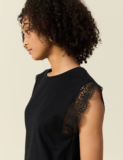 T-shirt manches courtes noir femme