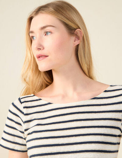 T-shirt manches courtes ecru femme