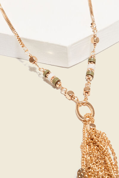 Collier avec pendentif ecru femme