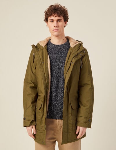 Parka droite à capuche camel homme