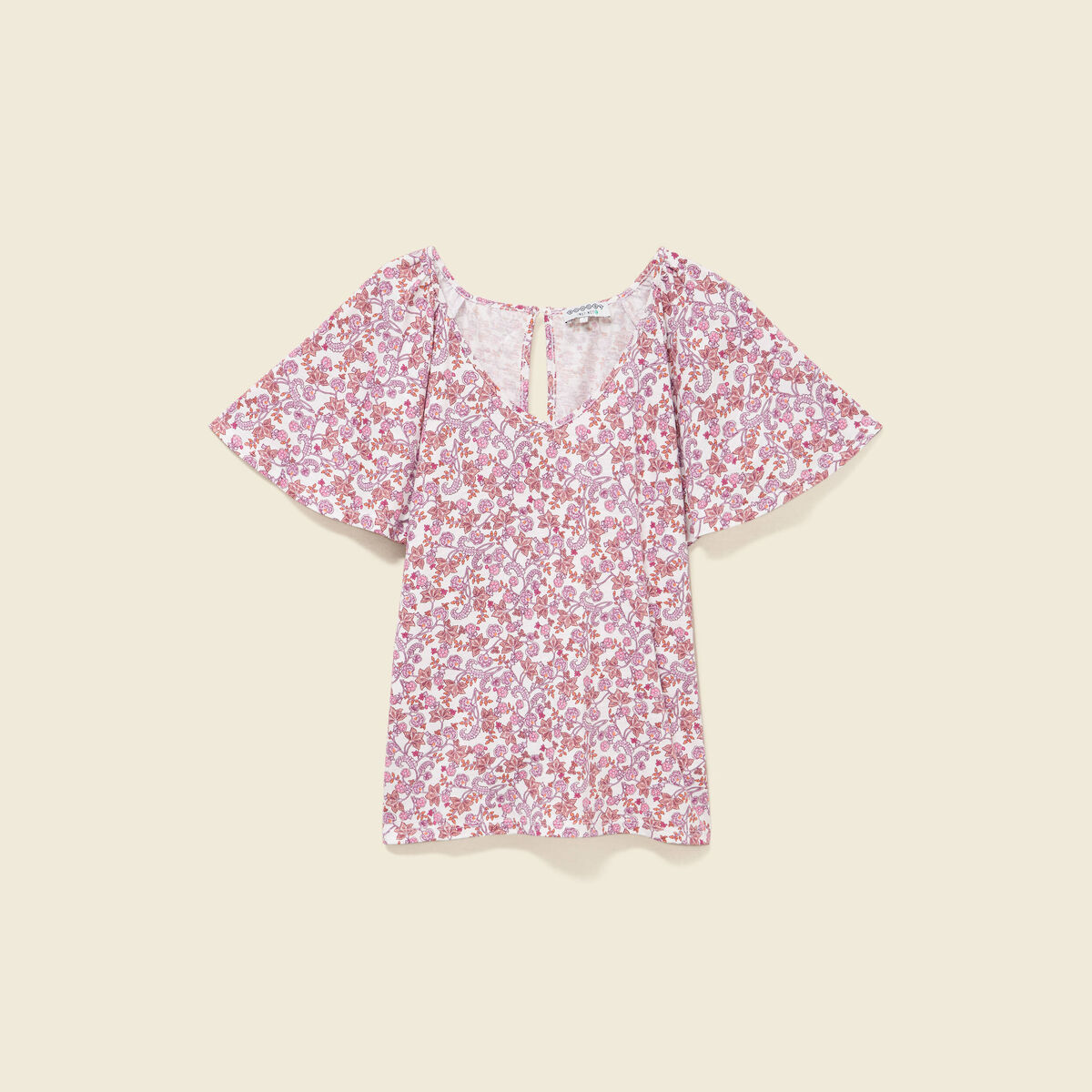 T-shirt manches courtes orange corail femme