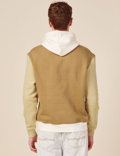 Sweat capuche éco-responsable beige homme