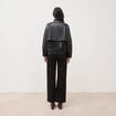 Blouson manches longues similicuir noir femme