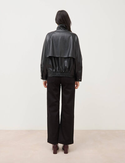 Blouson manches longues similicuir noir femme