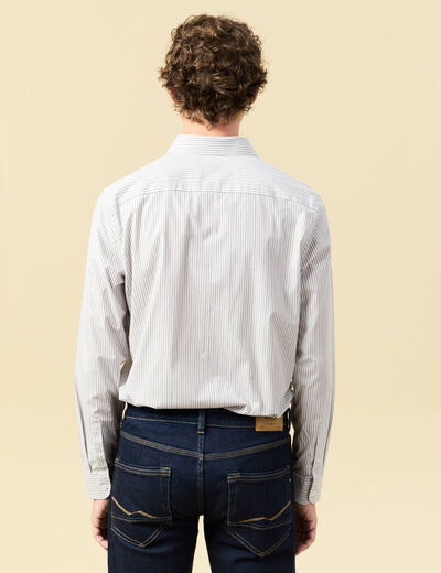 Chemise manches longues gris fonc&eacute; homme