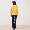 Pull droit col rond manches longues jaune femme