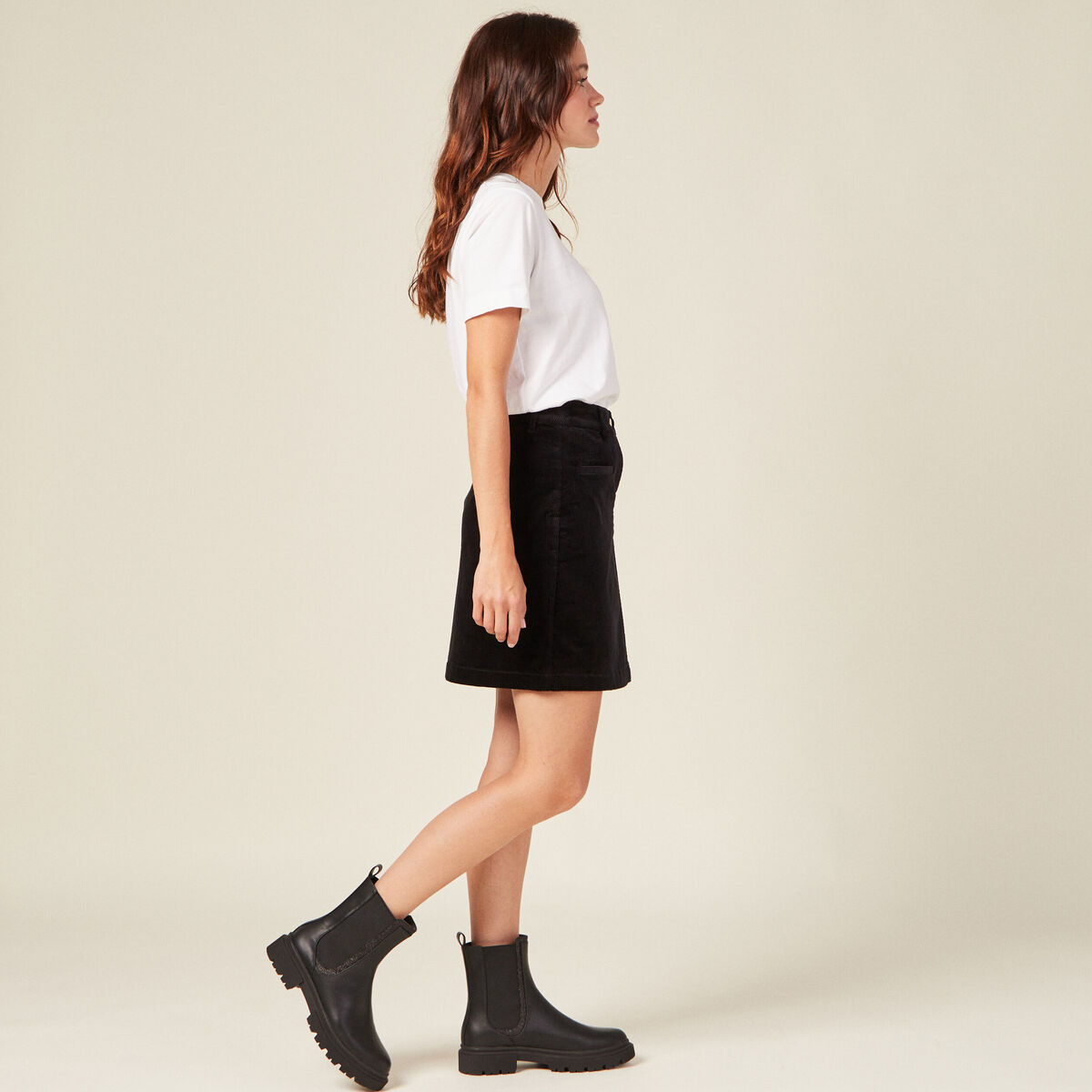 Jupe moulante velours noir femme