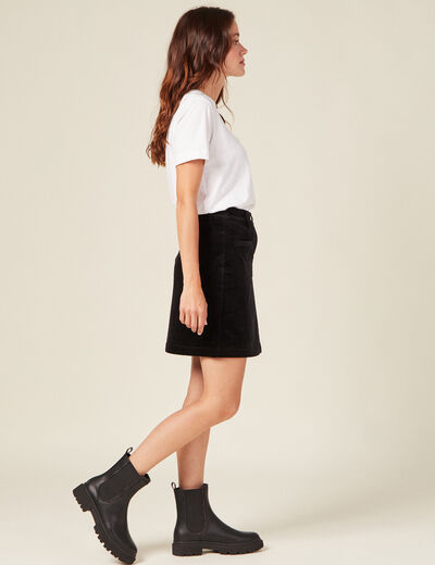 Jupe moulante velours noir femme