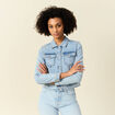 Blouson en jean denim bleach femme