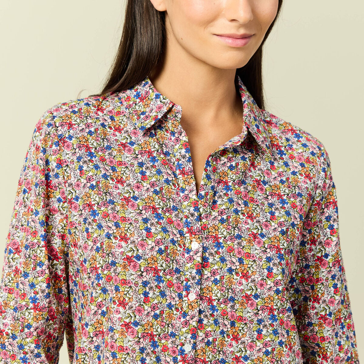 Chemise manches longues multicolore femme