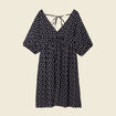 Robe évasée fluide col en V noir femme