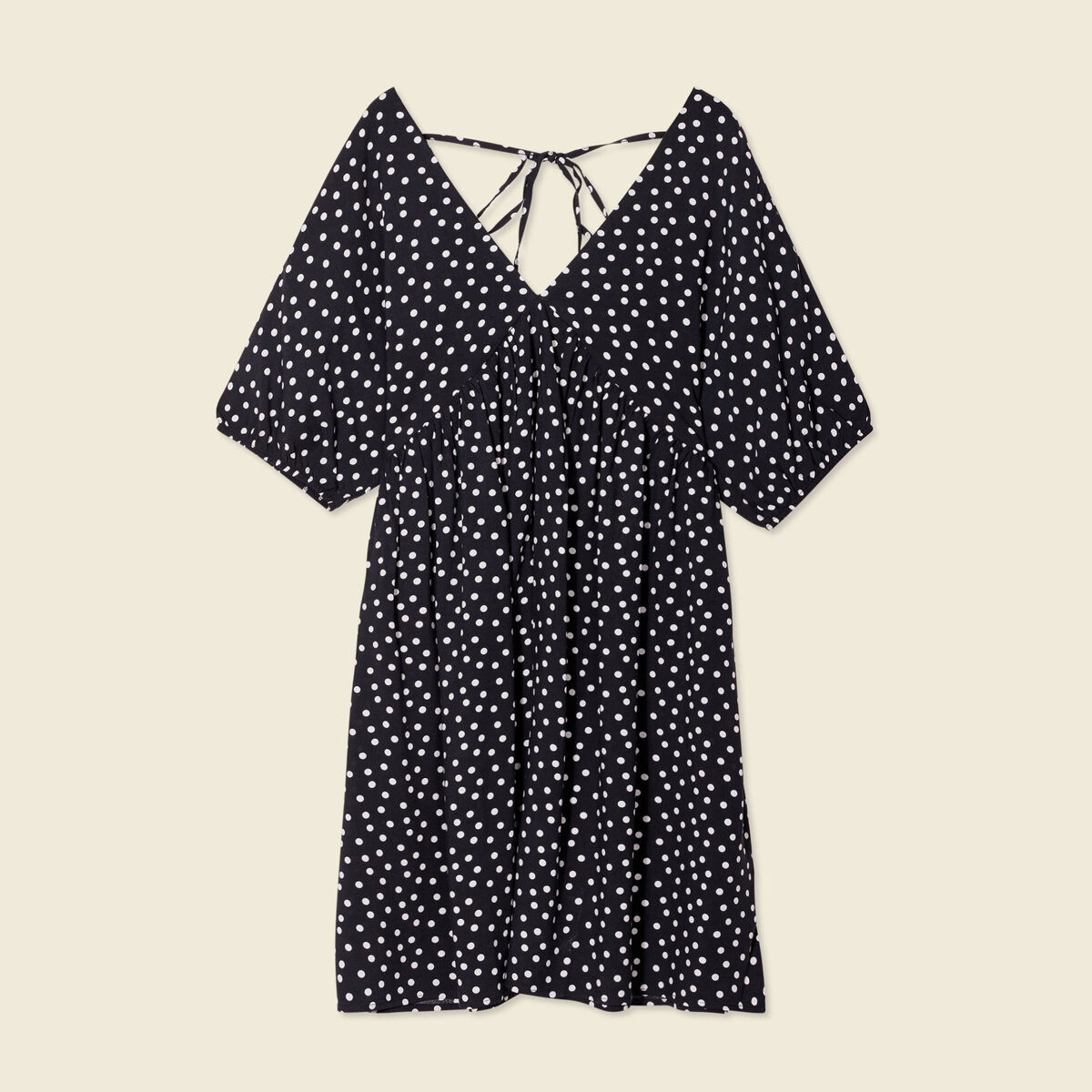Robe évasée fluide col en V noir femme
