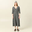 Robe midi droite manches 3/4 creme femme
