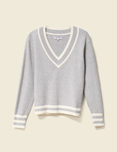 Pull manches longues gris clair femme