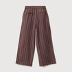 Pantalon large taille haute ray&eacute; marron chocolat femme
