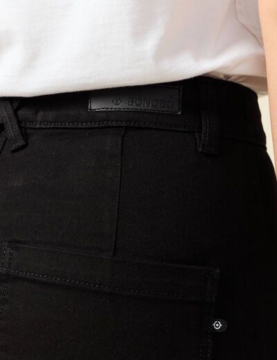 Jeans large taille haute denim noir femme
