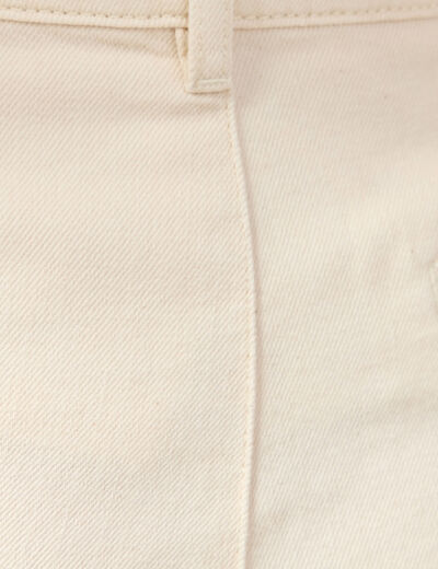 Bermuda droit pinces en jean ecru femme