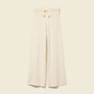 Pantalon large taille haute en maille creme femme