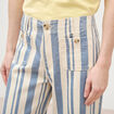 Jeans large cropped taille haute ray&eacute; bleu ciel femme