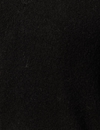 Pull manches longues col en V noir femme