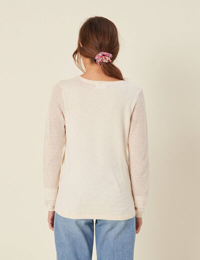 Pull à manches longues creme femme