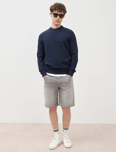 Bermuda en jeans denim gris homme