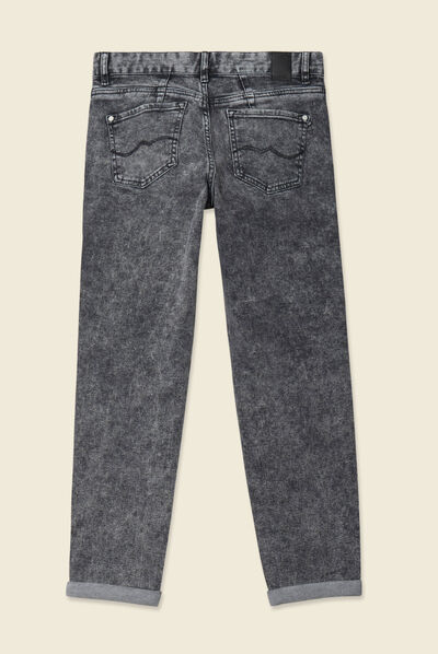 Jeans girlfriend 5 poches denim snow gris femme
