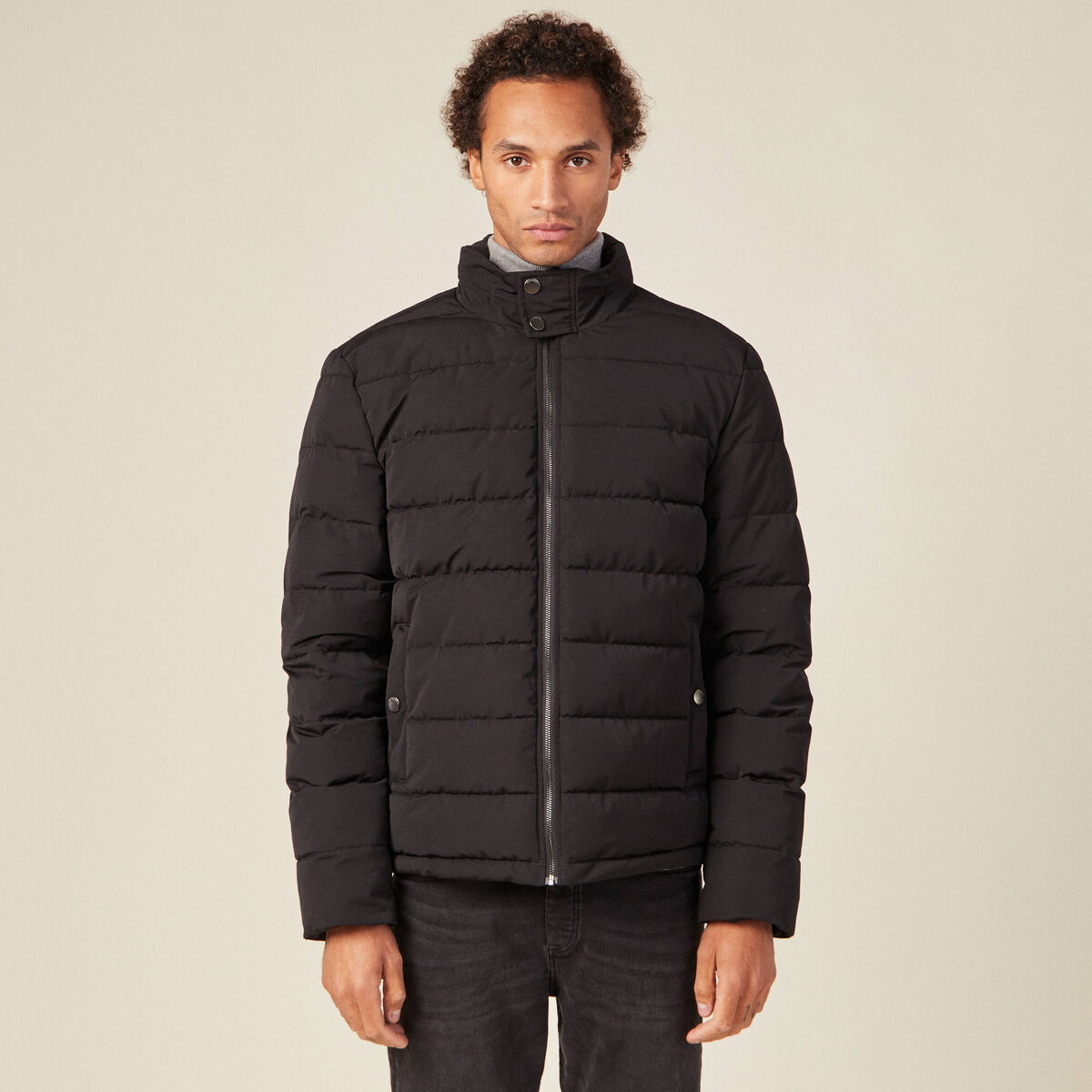 Doudoune à capuche cachée noir homme