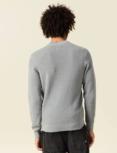 Pull manches longues col rond gris homme