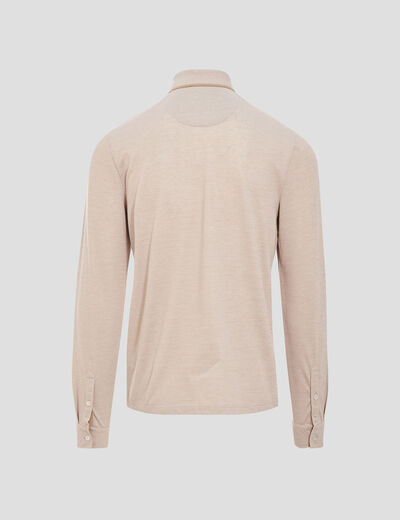 Polo manches longues beige homme