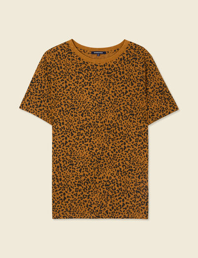 T-shirt manches courtes marron femme