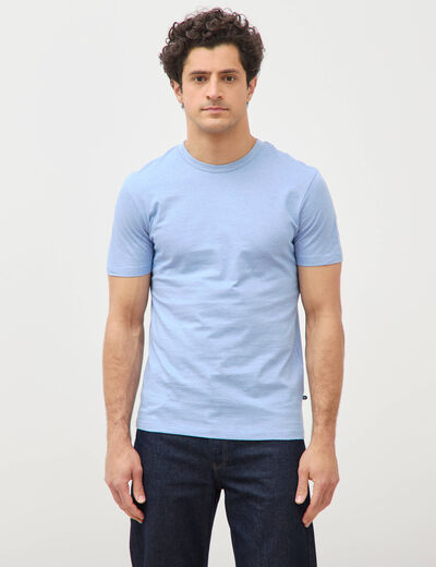 T-shirt cintr&eacute; col rond manches courtes bleu violet homme