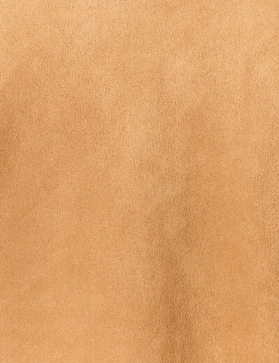 Blouson suédine col clouté beige femme