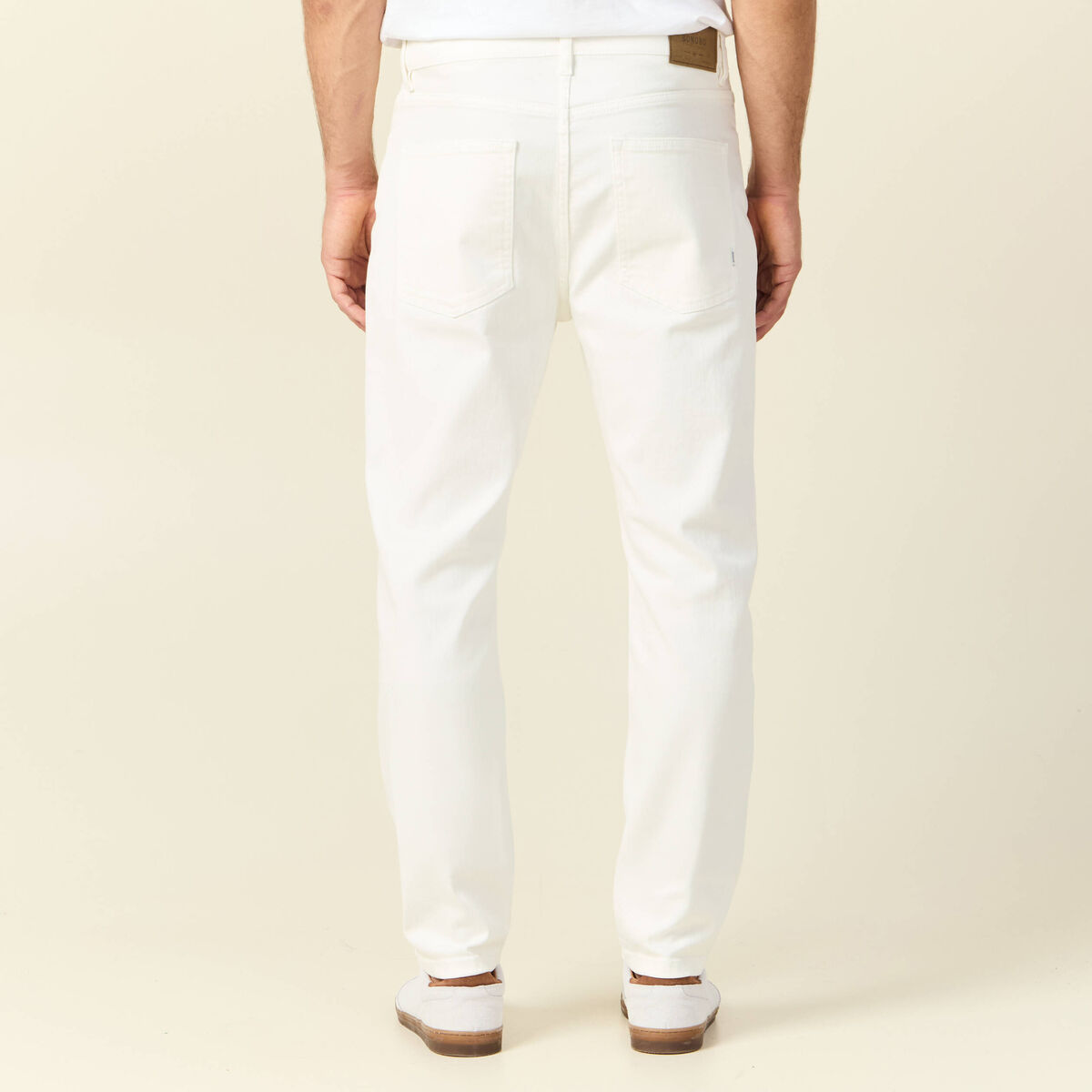 Jeans straight taille tapered denim blanc homme