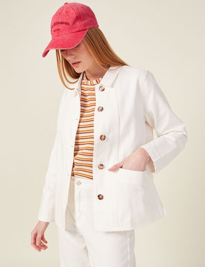 Surchemise droite boutonnée ecru femme
