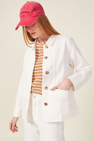Surchemise droite boutonnée ecru femme