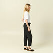 Pantalon taille haute en jeans gris fonc&eacute; femme