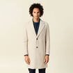 Manteau long boutonn&eacute; beige homme