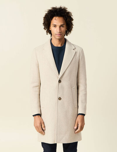 Manteau long boutonn&eacute; beige homme