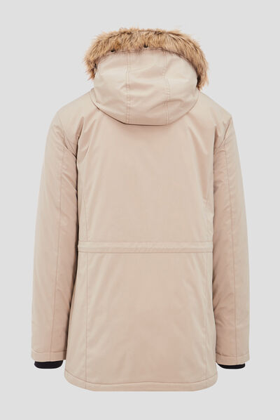 Parka droite à capuche beige homme