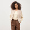Gilet droit sans manches col rond ivoire femme