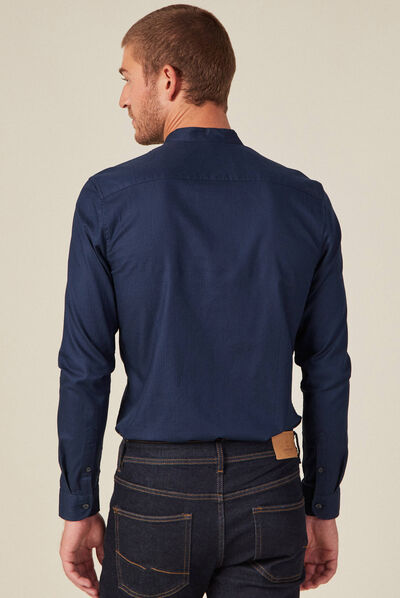 Chemise manches longues bleu marine homme