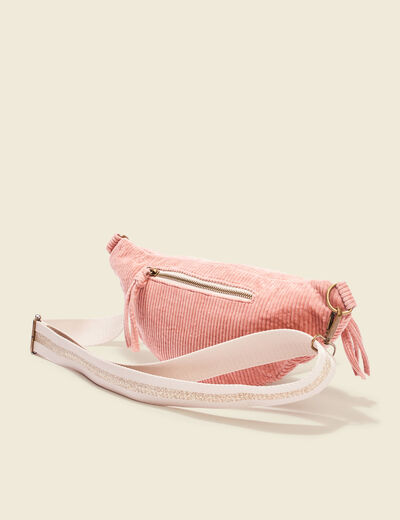 Sac banane velours côtelé rose pastel femme