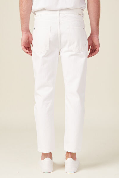 Jeans straight tapered denim blanc homme