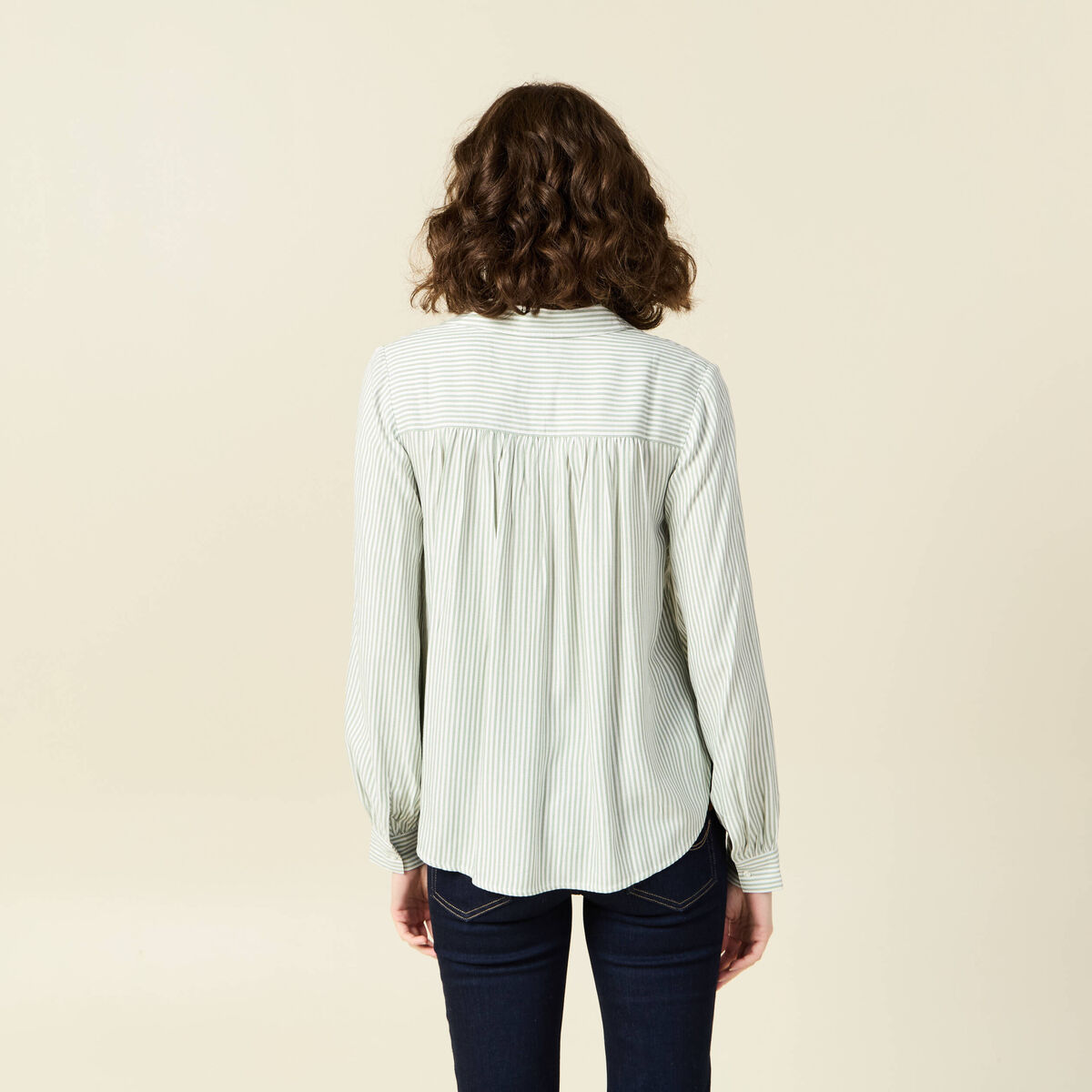 Blouse manches longues vert olive femme