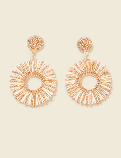 Boucles d'oreilles pendantes ecru femme