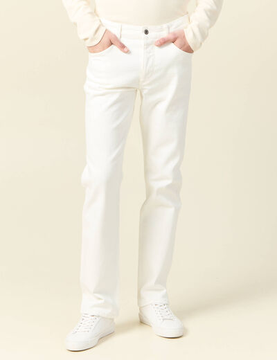 Jeans regular 5 poches denim blanc homme