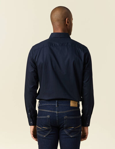 Chemise manches longues bleu marine homme