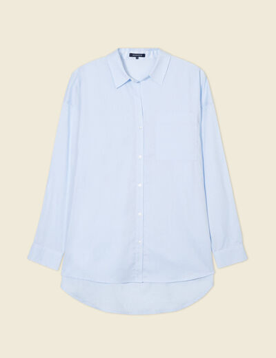 Chemise manches longues bleu ciel femme