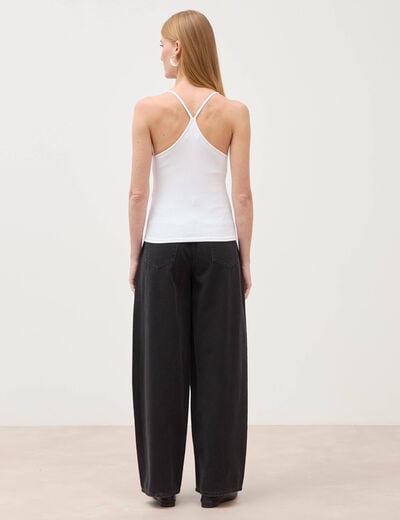 D&eacute;bardeur d&eacute;collet&eacute; &agrave; bretelles blanc femme
